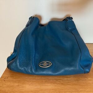 Coach Eafie Teal Leather Bag, rip inside one pocket